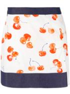 Msgm - Cherries Print Skirt - Women - Cotton - 40, Yellow/orange, Cotton