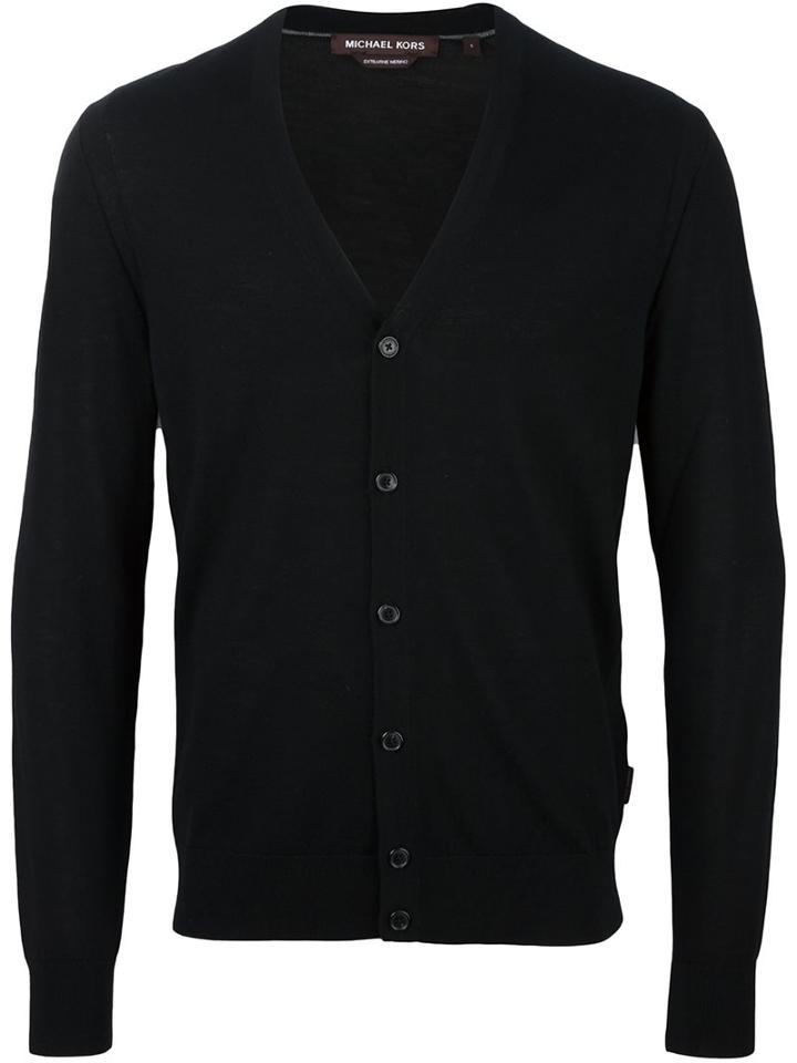 Michael Kors V-neck Cardigan, Men's, Size: Medium, Black, Merino