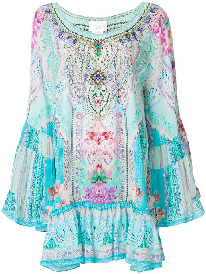 Camilla Embellished Garden Print Dress - Multicolour