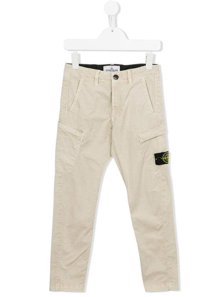 Stone Island Junior - Patch Detail Cargo Trousers - Kids - Cotton/spandex/elastane - 8 Yrs, Nude/neutrals