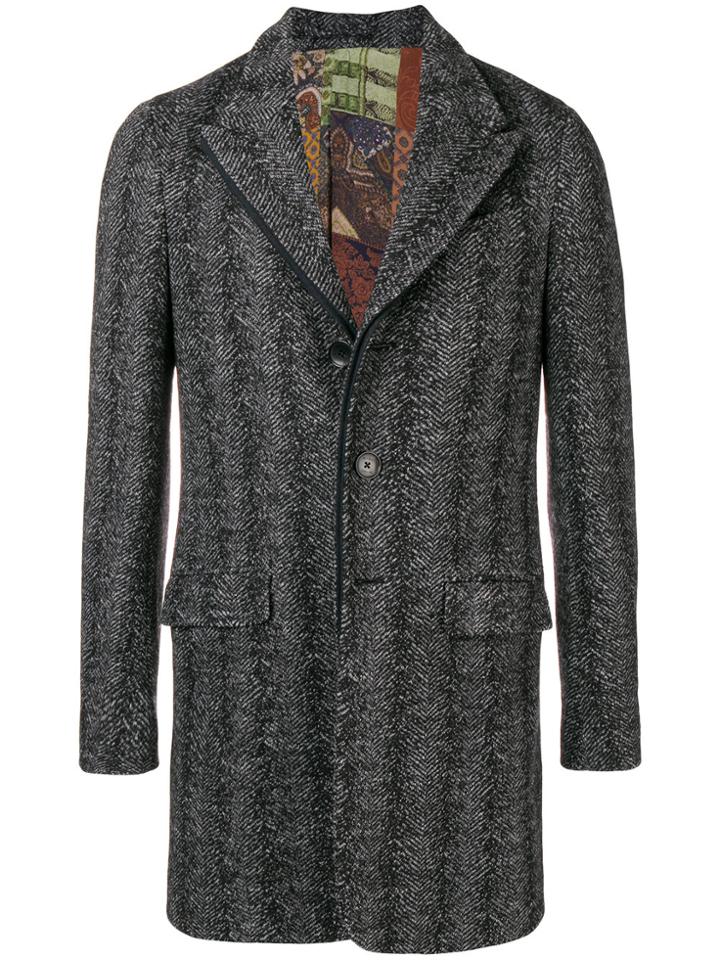 Etro Herringbone Coat - Black
