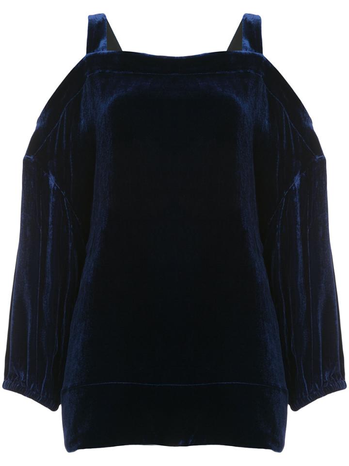 Tibi Cut Out Shoulder Blouse - Blue