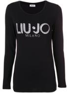 Liu Jo Embellished Logo Long-sleeve Top - Black
