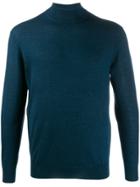 N.peal 007 Fine Gauge Mock Turtle Neck Sweater - Blue
