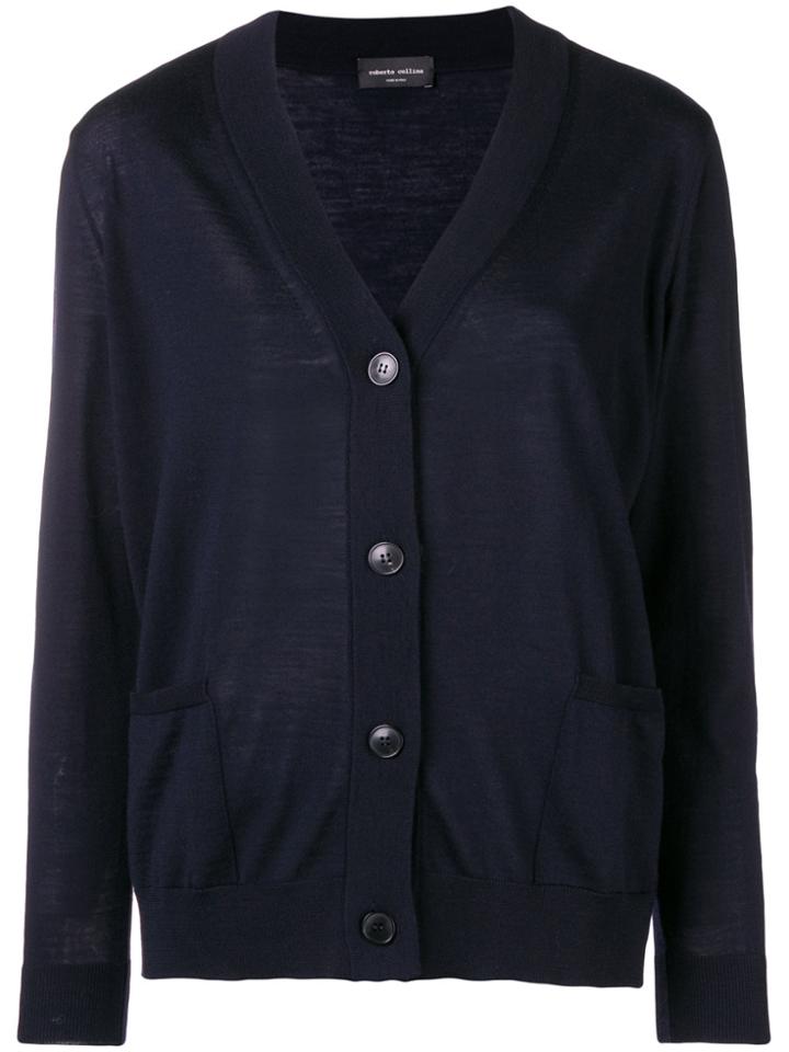 Roberto Collina V-neck Button Cardigan - Blue