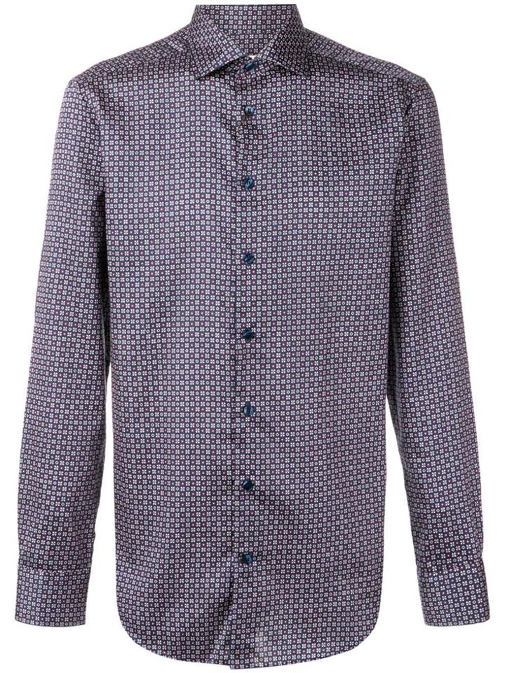 Etro Micro-print Spread Collar Shirt - Blue