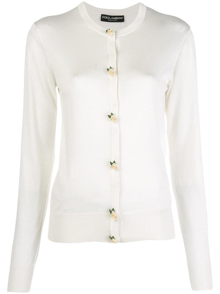 Dolce & Gabbana Rose Button Cardigan - White