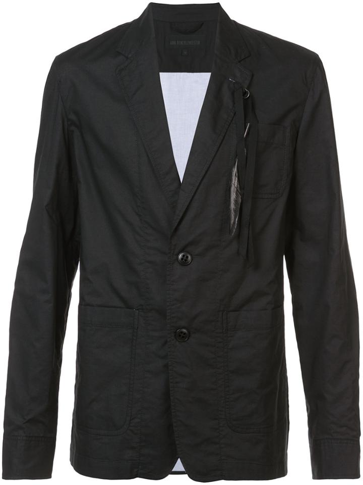 Ann Demeulemeester Feather Trim Casual Blazer - Black