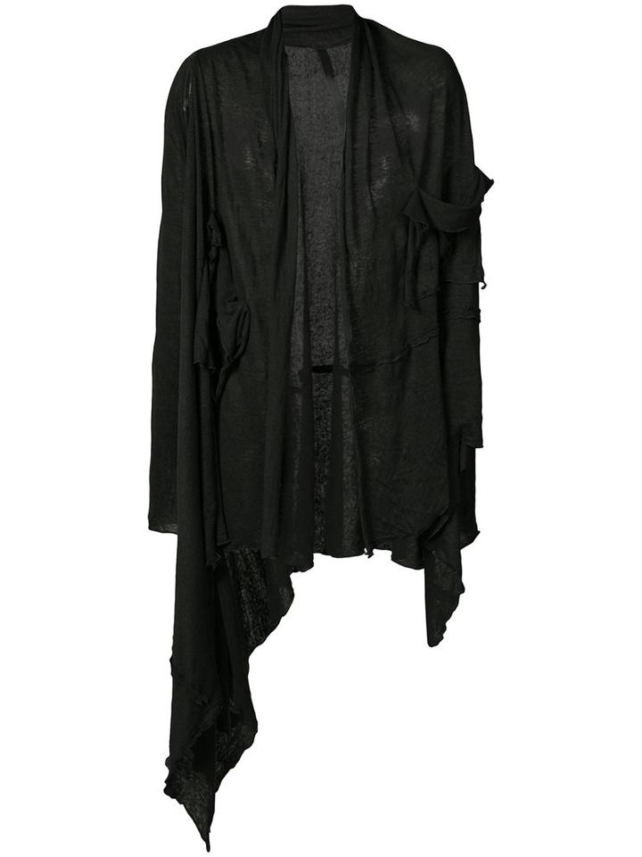 Barbara I Gongini - Distressed Draped Cardigan - Women - Linen/flax - 0, Black, Linen/flax