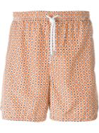 Kiton Dotted Print Swim Shorts, Men's, Size: 54, Yellow/orange, Polyester