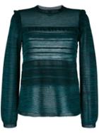 M Missoni - Knitted Frill Trim Blouse - Women - Cotton/polyamide/polyester/viscose - 46, Blue, Cotton/polyamide/polyester/viscose