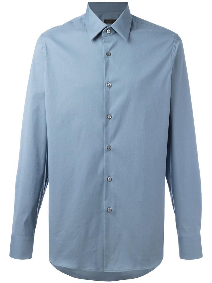 Prada - Classic Shirt - Men - Cotton/polyamide/spandex/elastane - 39, Blue, Cotton/polyamide/spandex/elastane