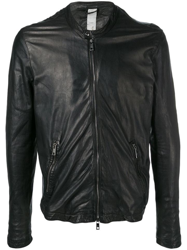 Giorgio Brato Wrinkled Effect Biker Jacket - Black