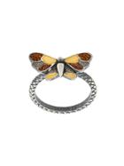 Bottega Veneta Butterfly Enamelled Ring - Metallic