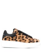 Alexander Mcqueen Oversized Leopard-print Calf Hair Sneakers - Brown