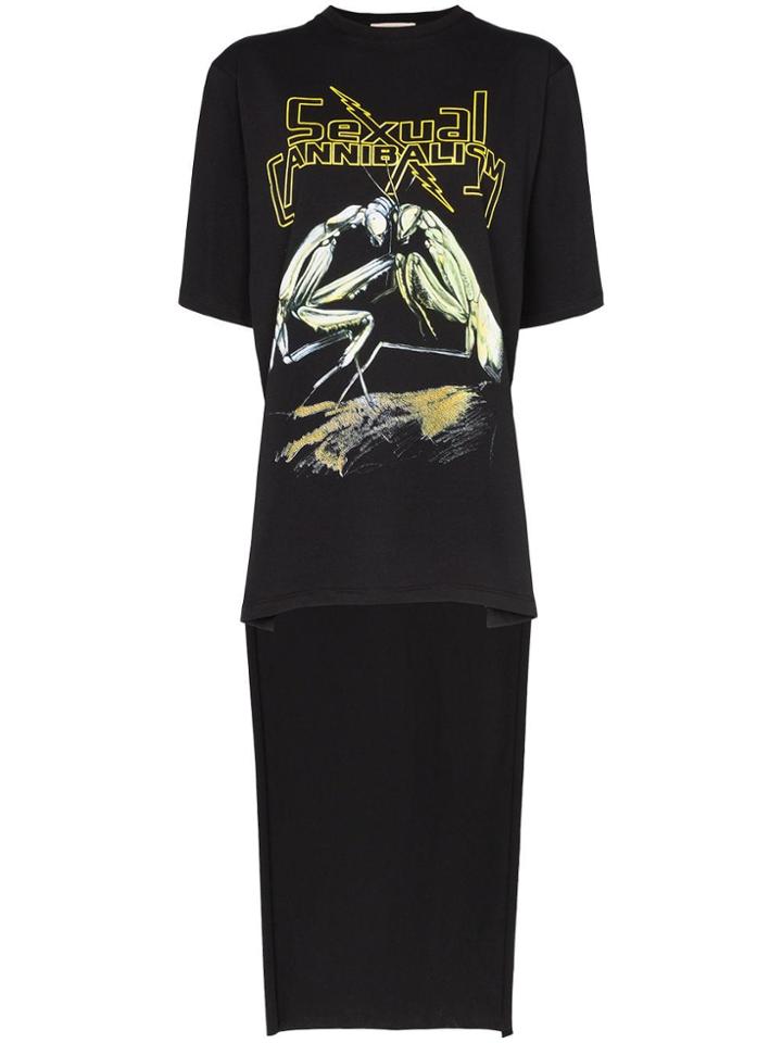 Christopher Kane Sexual Cannibalism Stepped-hem Cotton T-shirt - Black