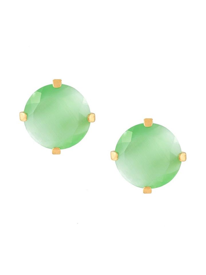 Wouters & Hendrix 'miss Mae' Green Cat's Eye Earrings