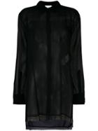 Dkny Sheer Fitted Blouse - Black