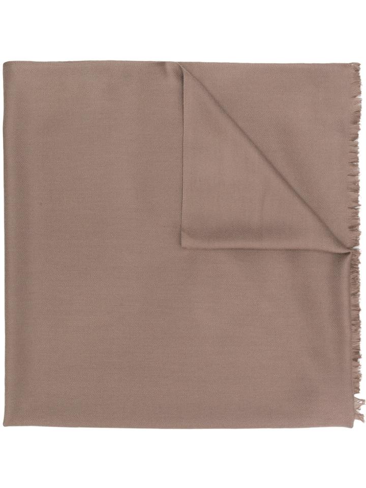 N.peal Fringed-hem Shawl Scarf - Brown