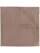 N.peal Fringed-hem Shawl Scarf - Brown