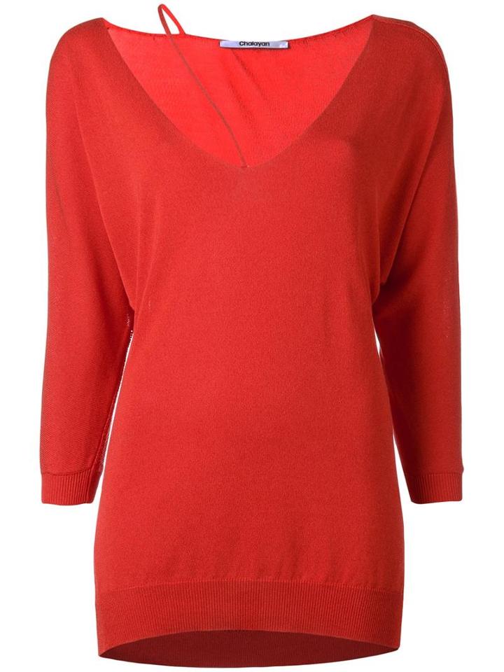 Chalayan String Neck Knitted Top, Women's, Size: Large, Red, Cotton/viscose