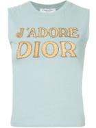 Christian Dior Vintage J'adore Appliquéd Knitted Top - Blue