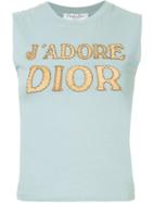 Christian Dior Vintage J'adore Appliquéd Knitted Top - Blue