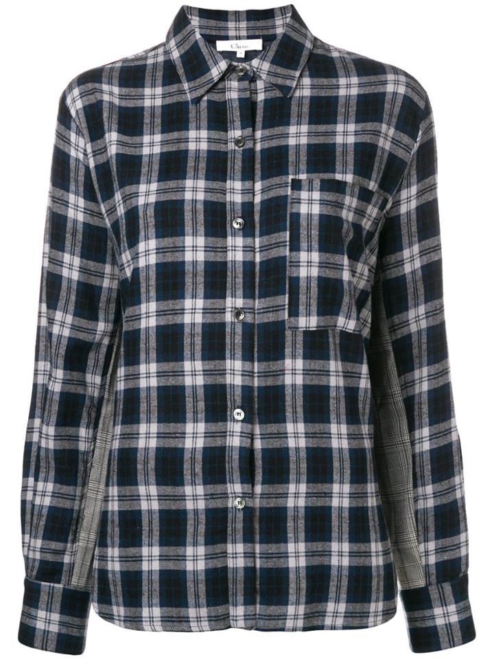 Clu Contrast Panel Check Shirt - Blue