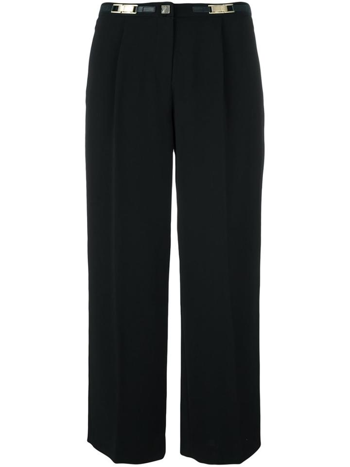 Versace Collection Tailored Cropped Trousers, Women's, Size: 40, Black, Polyester