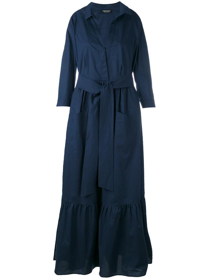 Twin-set Maxi Shirt Dress, Women's, Size: 42, Blue, Cotton/spandex/elastane