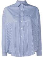 Vince Stripe Convertible Long Sleeve Shirt, Women's, Size: 6, Blue, Cotton