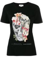 Alexander Mcqueen Flora And Skull Print T-shirt - Black