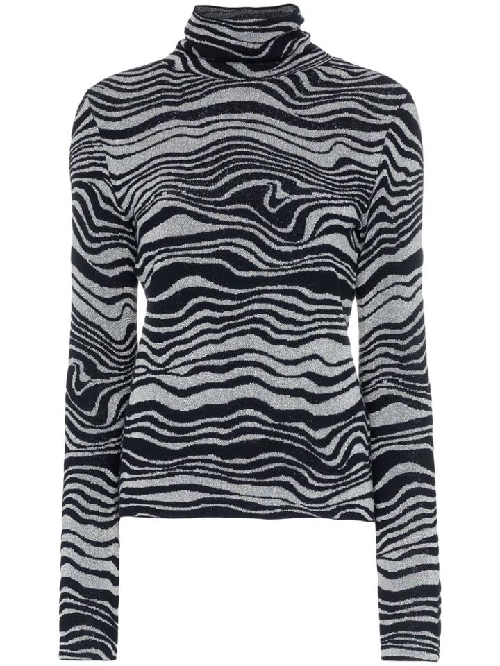 Sies Marjan Roos Waves Jacquard Knit Turtleneck - Black