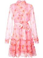 Dodo Bar Or Floral Print Ruffle Trim Mini Dress - Pink & Purple