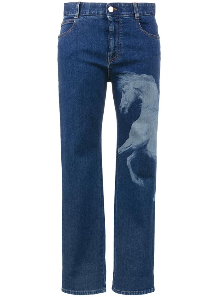 Stella Mccartney Horse Print Mid Rise Boyfriend Jeans - Blue