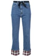 Isa Arfen Tartan Trim Jeans - Blue