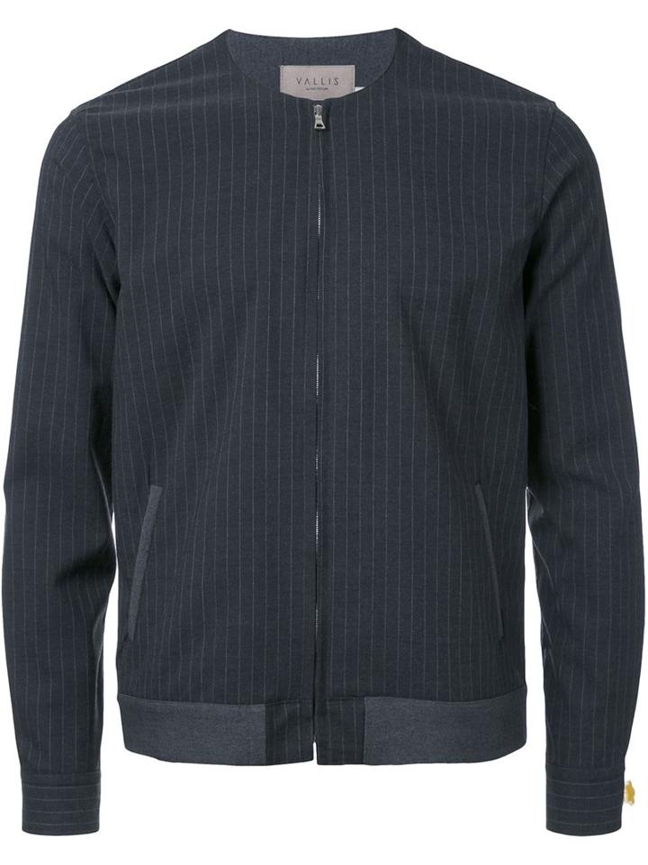 Factotum Pinstriped Bomber Jacket, Men's, Size: 48, Grey, Polyester/polyurethane/rayon