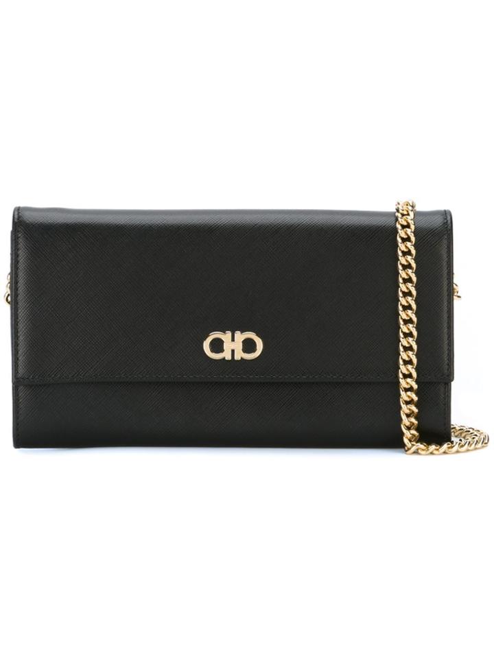 Salvatore Ferragamo Gancio Flap Chain Wallet - Black