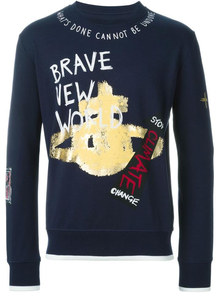 Vivienne Westwood Man Logo Print Sweatshirt, Men's, Size: Large, Blue, Cotton