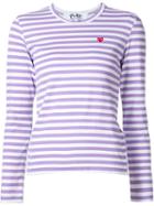 Comme Des Garçons Play Mini Heart Striped T-shirt, Women's, Size: Medium, Pink/purple, Cotton
