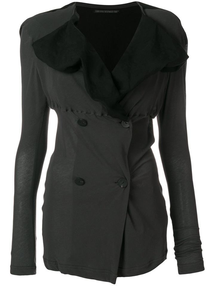 Yohji Yamamoto Flap Lapel Stretch Jacket - Grey