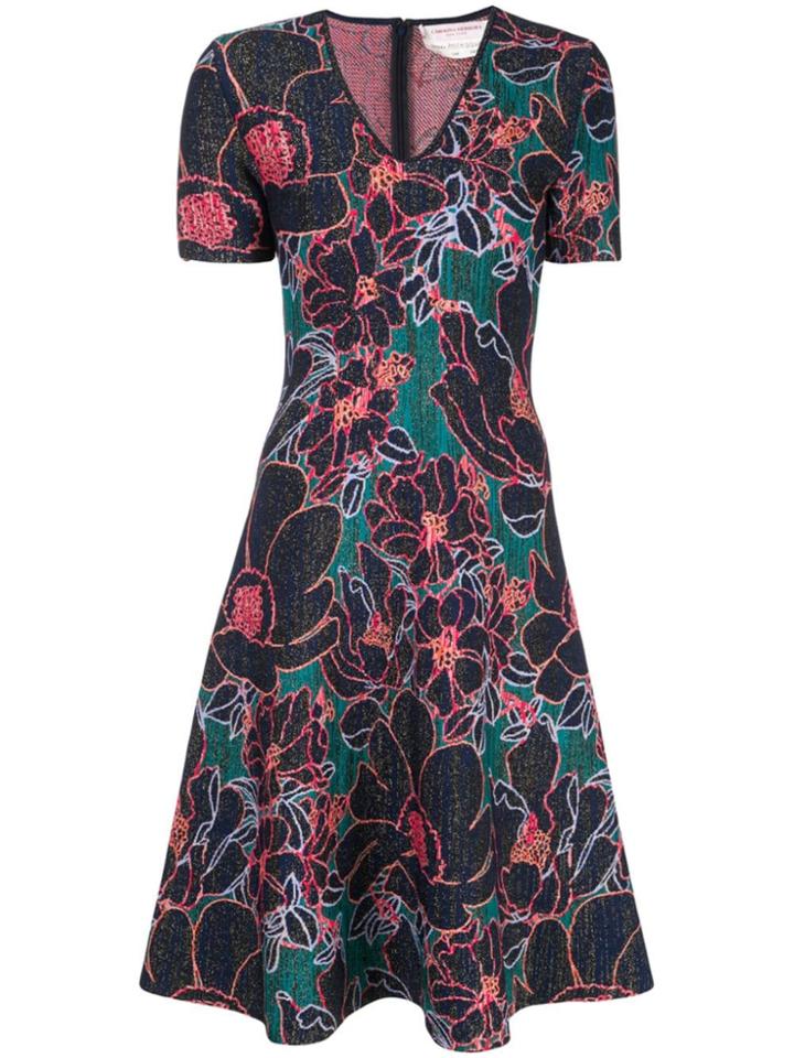 Carolina Herrera Flared V-neck Dress - Multicolour