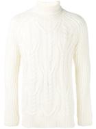 Neil Barrett Roll-neck Cable Knit Sweater - White