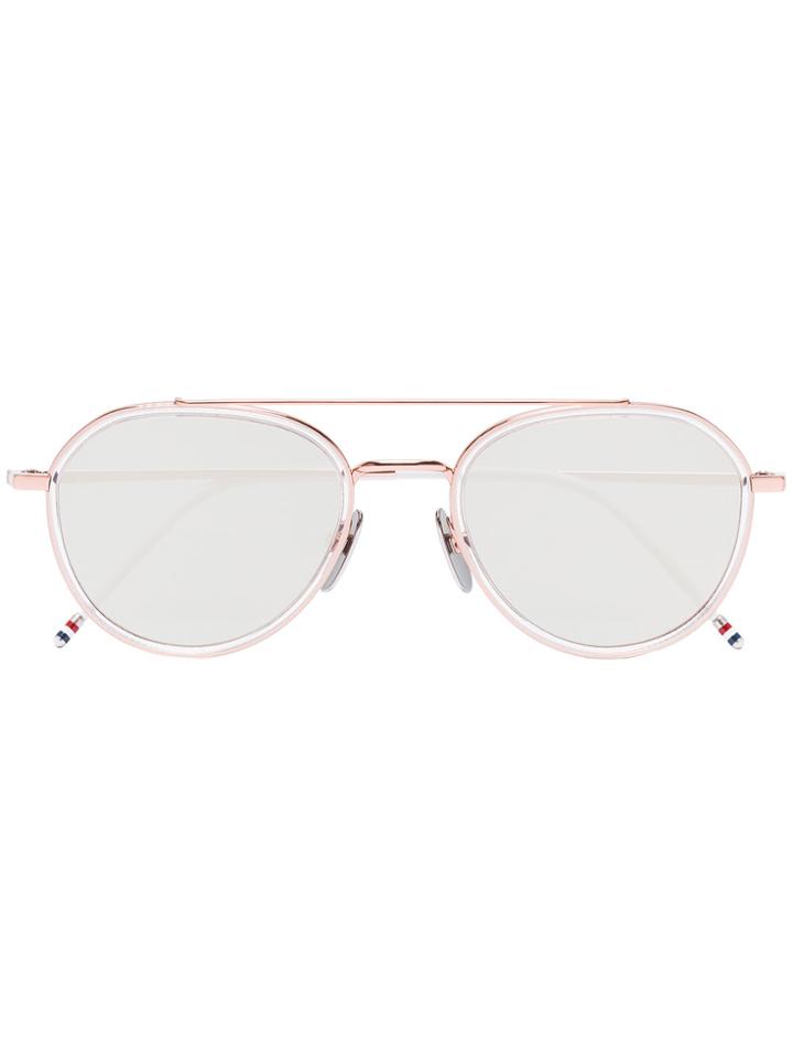 Thom Browne Eyewear Rose Gold Plated Aviator Sunglasses - Metallic