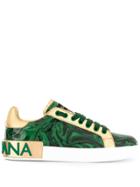 Dolce & Gabbana Portofino Printed Logo Sneakers - Green
