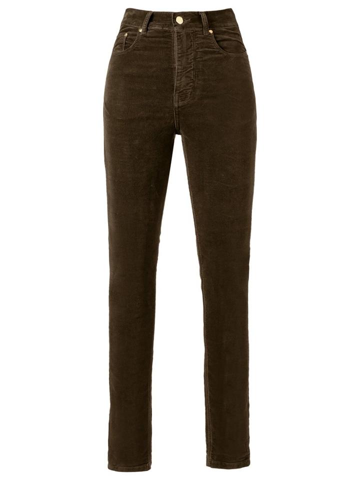 Amapô - High Waist Velvet Skinny Trousers - Women - Cotton/elastodiene - 40, Brown, Cotton/elastodiene