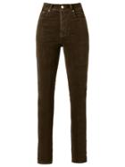 Amapô - High Waist Velvet Skinny Trousers - Women - Cotton/elastodiene - 40, Brown, Cotton/elastodiene