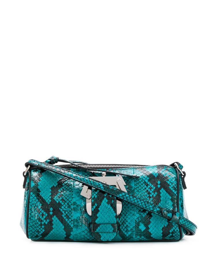 Paula Cademartori Snakeskin Print Shoulder Bag - Blue