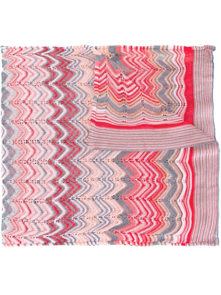 Missoni Zig Zag Knit Scarf, Women's, Pink, Cotton/viscose
