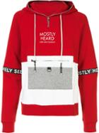 Mostly Heard Rarely Seen Patchwork Hoodie, Size: Large, Red, Cotton